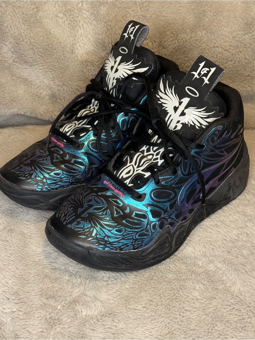 Puma Kids Black Teal Purple Iridescent Sneakers